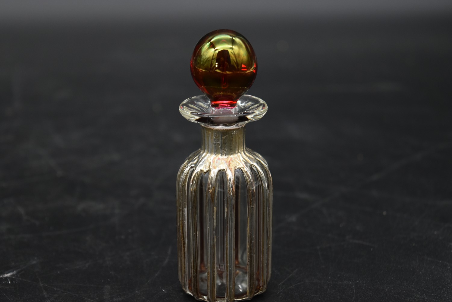 A collection of eight glass perfume bottles, hand painted and silver mounted, various hallmarks, H. - Image 8 of 14