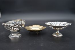 A floral pierced silver bon bon dish, hallmarked CH for Charles Horner, Birmingham, 1900, a