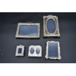 A miscellaneous collection of silver framed easel mirrors, various English hallmarks. H.20cm W.