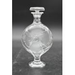 A Lalique frosted glass 'Moulin Rouge' floral design perfume bottle with stopper. Signed Lalique,