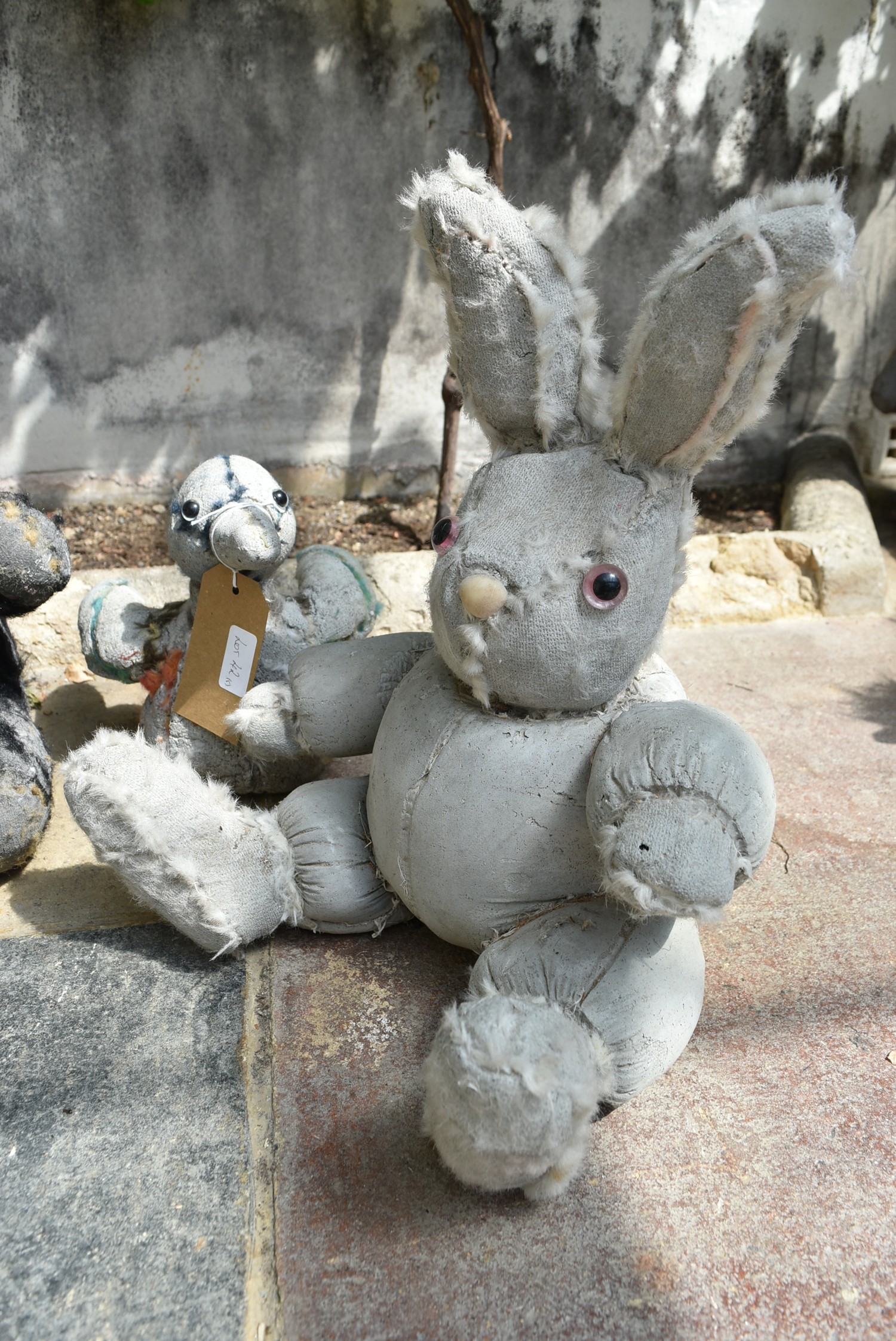 Ross Bonfanti, concrete and mixed material sculpture, a bunny, a teddy and a duck, signed and dated. - Image 3 of 3