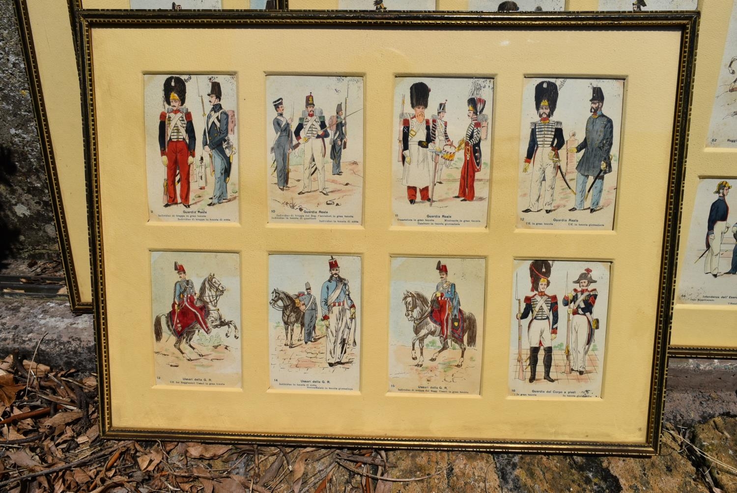 A set of ten glazed prints, various 19th century military officers each with eight sets of figures - Image 6 of 9