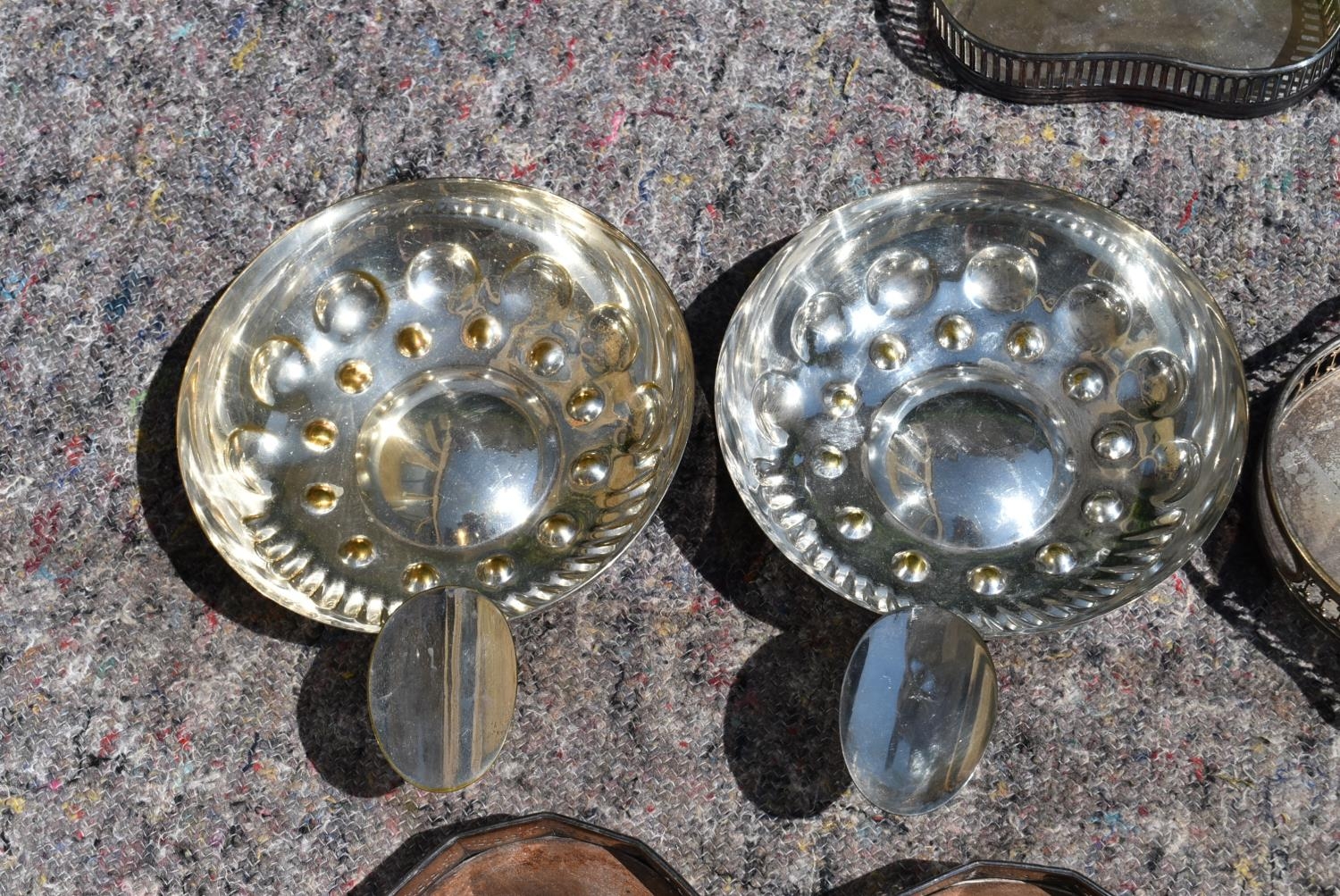 An extensive collection of silver plated items to include a set of four galleried trays, a pair of - Image 3 of 5