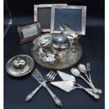 A miscellaneous collection of silver plated items, 19th century and later to include; a pair of fish