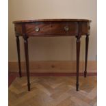 A George lll mahogany crossbanded and satinwood strung console table with drawer and side