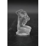 A Lalique nymph nude lady frosted glass figure, 'Caroline'. Signed on the base. With original box.