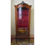 An 18th century style kingwood vitrine in the Vernis Martin manner with ormolu mounts and deep