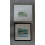 Two framed and glazed watercolours, a boat at sea and a rocky bay, both signed to reverse Victoria