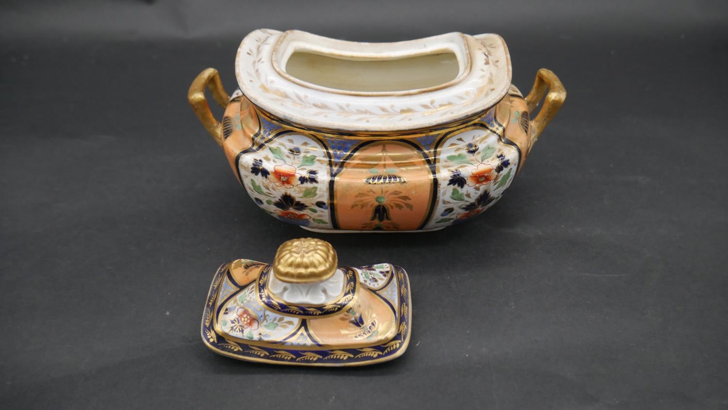 A collection of hand painted and gilded porcelain. Including a white porcelain tea pot with gilded - Image 3 of 10