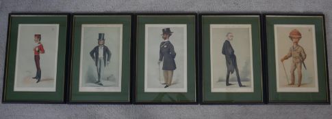 Five framed and glazed 19th century Vanity Fair prints of various famous figures. H.46.5 W.32.5cm
