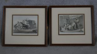 Two framed and glazed antique hand coloured Colonial lithographs 'Our Stage Coaching' and 'Our