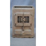 A vintage rear vented solid fuel stove fireplace. H.68 W.49 D.35cm