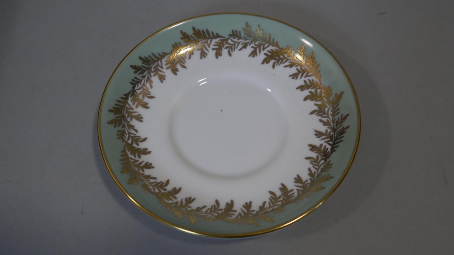 A Hammersley six person gilded fern and pale blue design boxed coffee set, as new D.13cm (Saucer) - Image 6 of 8