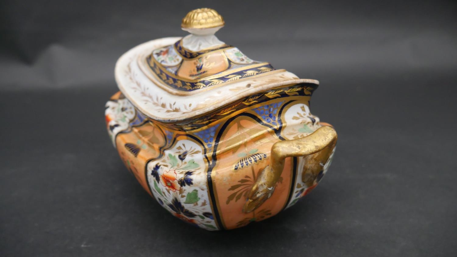A collection of hand painted and gilded porcelain. Including a white porcelain tea pot with gilded - Image 4 of 10