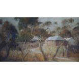 William Dobell (1899-1970), a framed oil on board, 'Summer Light' Australian village, signed,