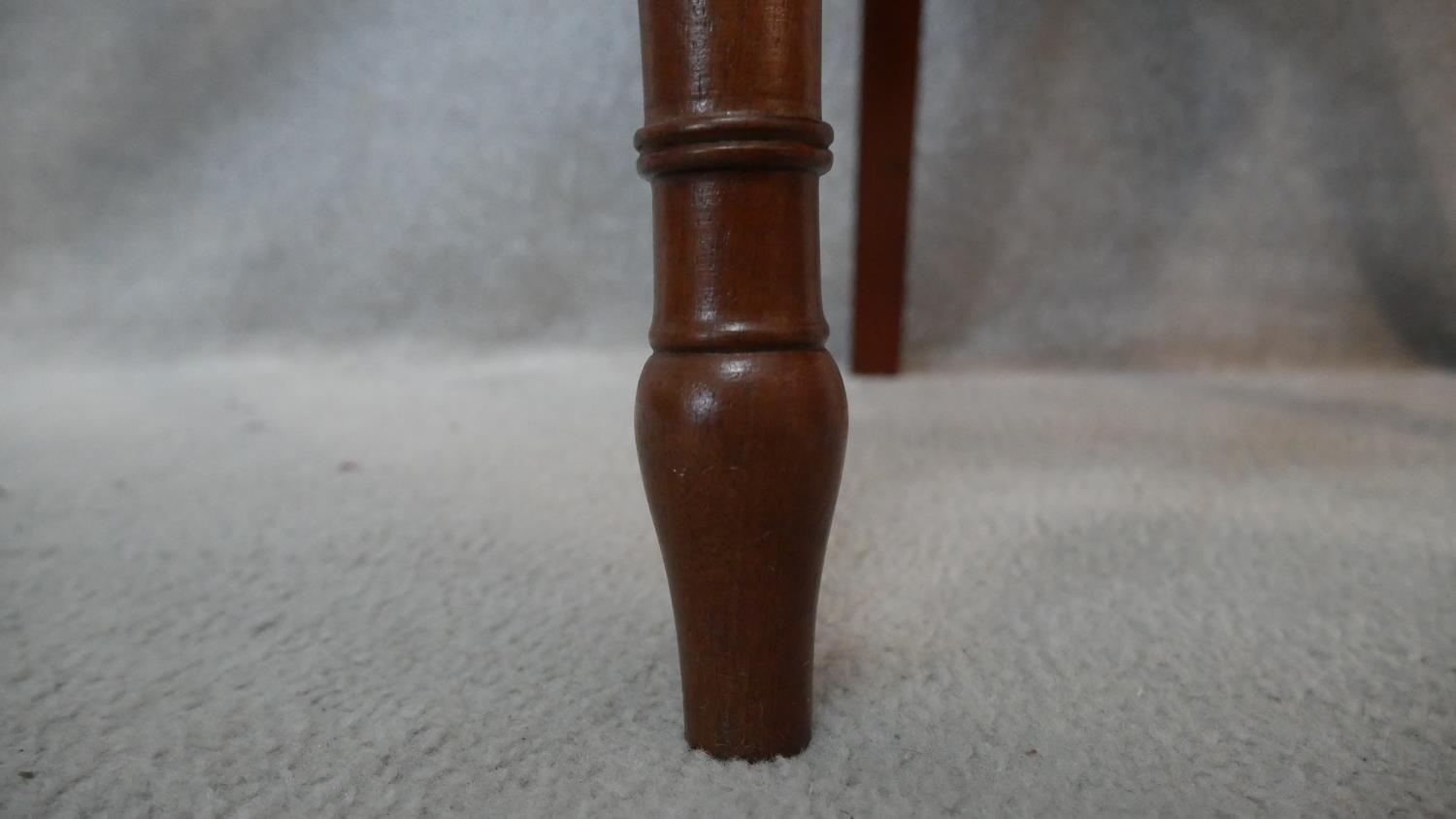A Regency mahogany carved bar-back armchair on tapering ring turned supports. H.79cm - Image 6 of 6