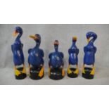 A family of five Chinese style carved and painted ducks. H.50cm
