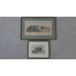 Two framed and glazed architectural hand coloured lithographs. One of 'The South-west view of