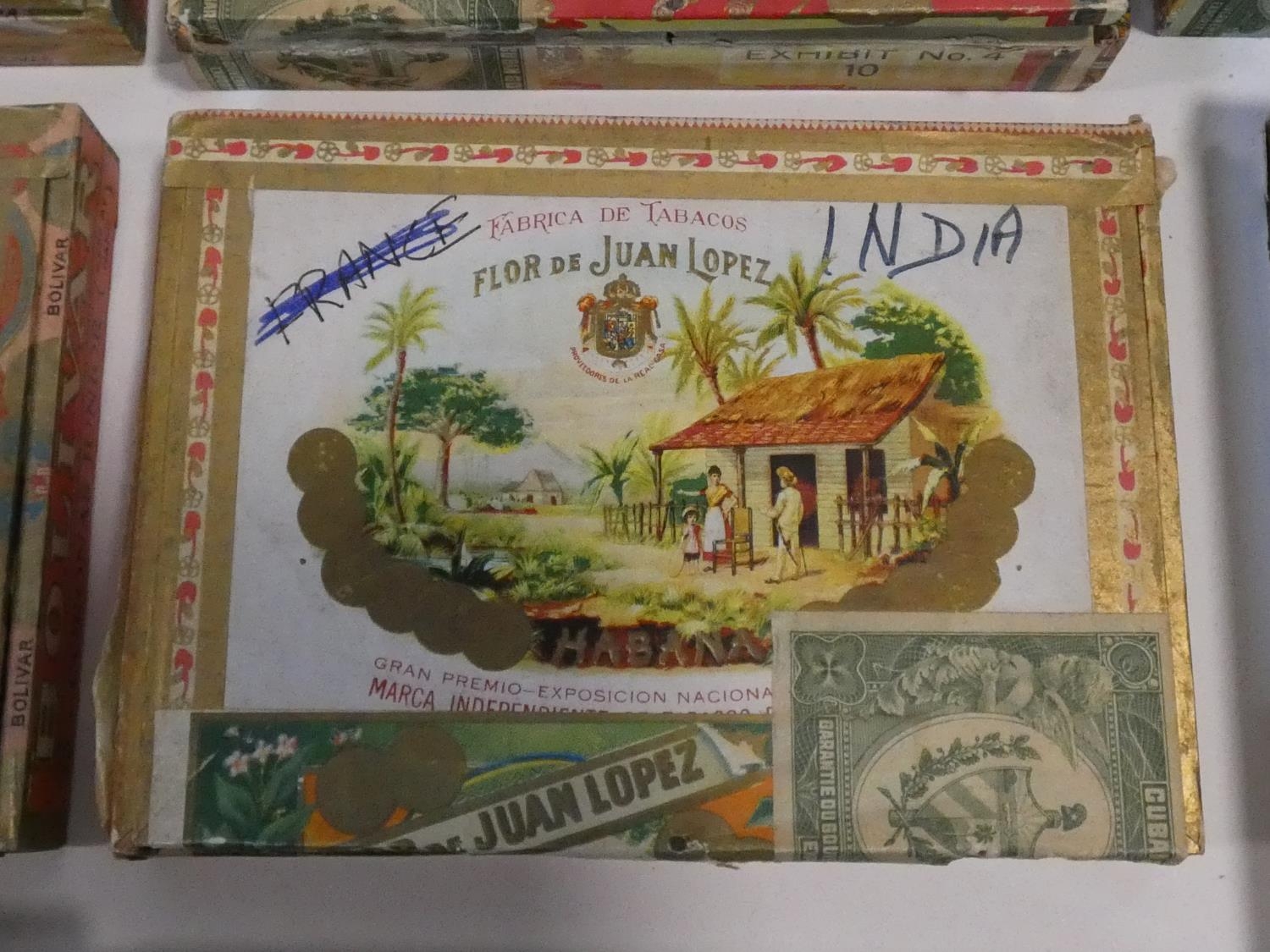 A miscellaneous collection of thirteen vintage Cuban cigar boxes, various brands. H.8 L.15 W.21cm - Image 10 of 16