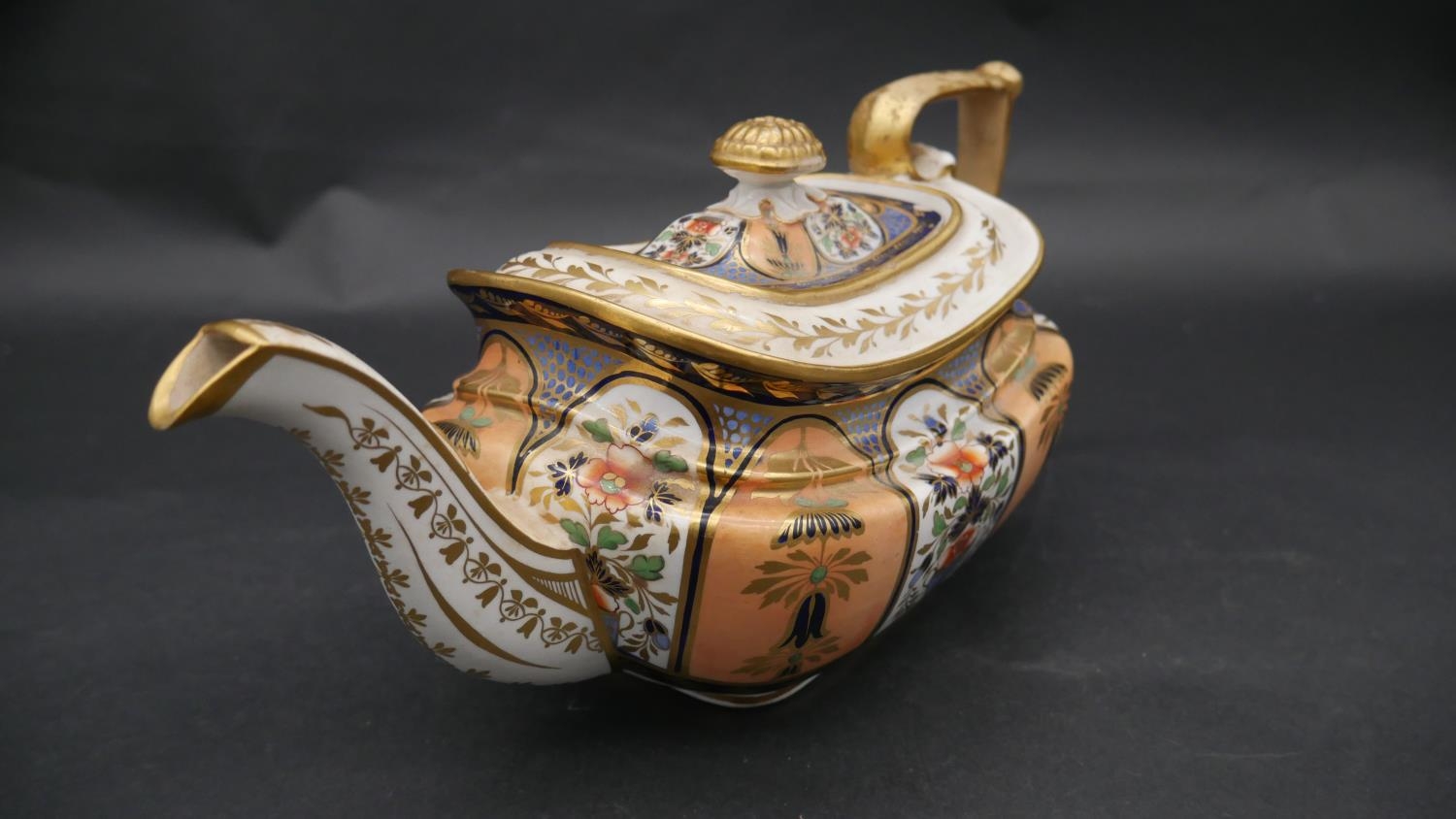 A collection of hand painted and gilded porcelain. Including a white porcelain tea pot with gilded - Image 6 of 10
