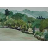 A framed and glazed watercolour, landscape, signed John Sewell, 1973. H.59 W.74.5cm