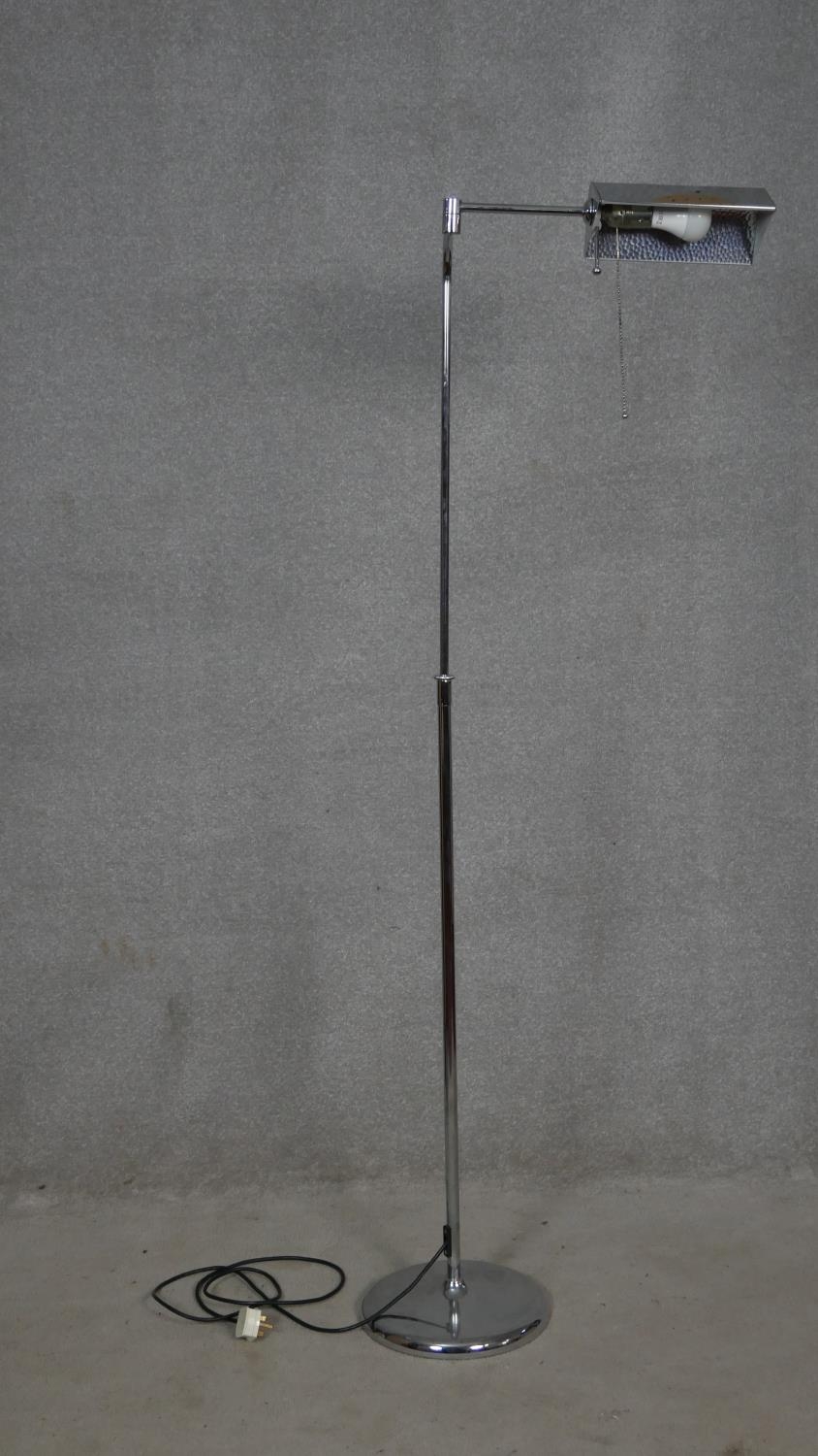 A contemporary chrome adjustable standard reading lamp. H.111 to 165cm - Image 2 of 5