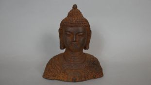 A cast iron bust of a Thai Buddha. H.19cm