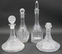 Four crystal decanters. To include a cut Atlantis crystal decanter with stopper, two ships decanters