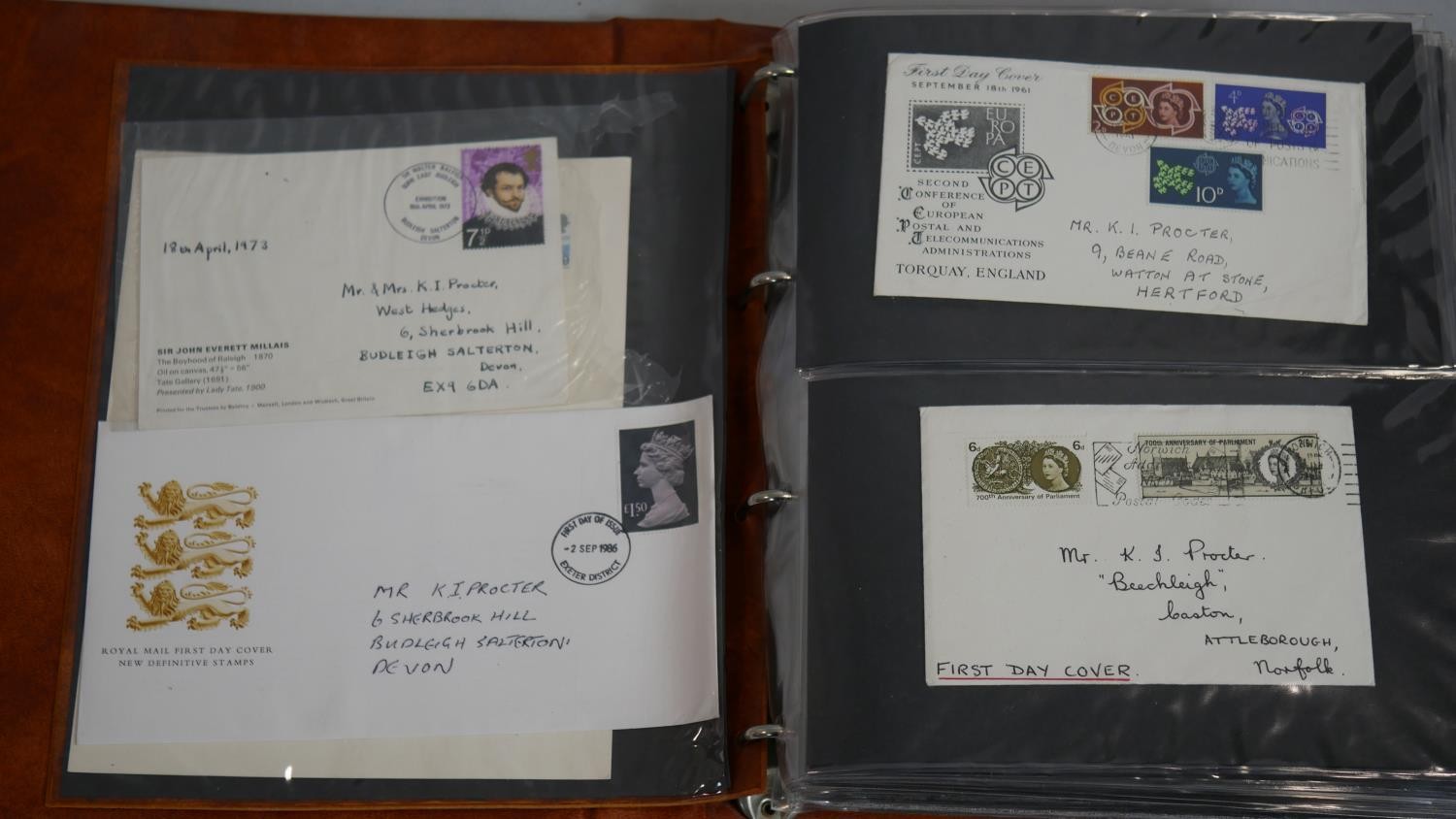 A large collection of loose world stamps and a Post Office leather effect binder of various first - Image 8 of 9