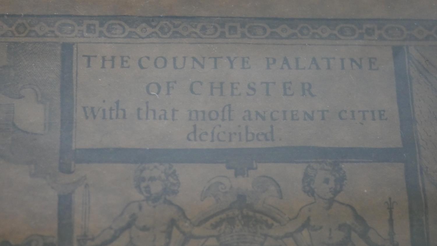 A framed and glazed 19th century map of the County of Chester. With scale bar and armorial crest - Image 4 of 9