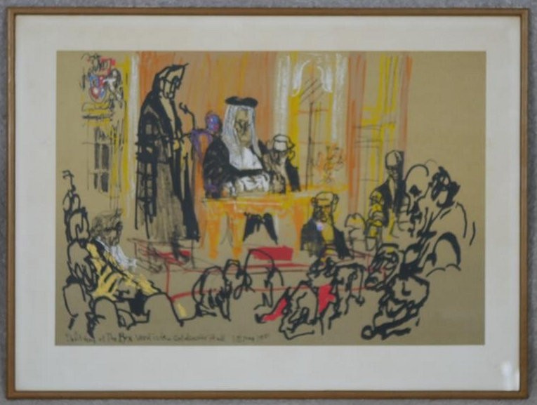 A framed and glazed screen print by Polish artist Felix Topolski (1907 - 1989). Titled 'Delivery - Image 2 of 5