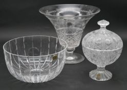 A collection of crystal items. To include an Atlantis heavy cut crystal fruit bowl, an engraved