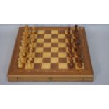 A 1980's Mephisto Exclusive hardwood modular chess board with pieces. (Complete) H.5 L.41 W.40.5cm