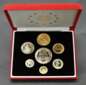 A Royal Mint United Kingdom, 1992 piedfort ecu seven coin proof set, 10 ecu to 1/10th ecu, in a