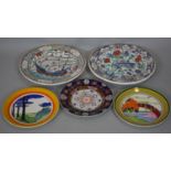 A collection of ceramics. Including Two Wedgwood limited edition Clarice Cliff plates, one 'Blue