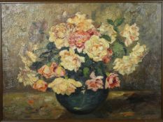 Jacobus Johannes Doeser (1884-1970), a framed oil on canvas, still life flowers in a vase, signed.
