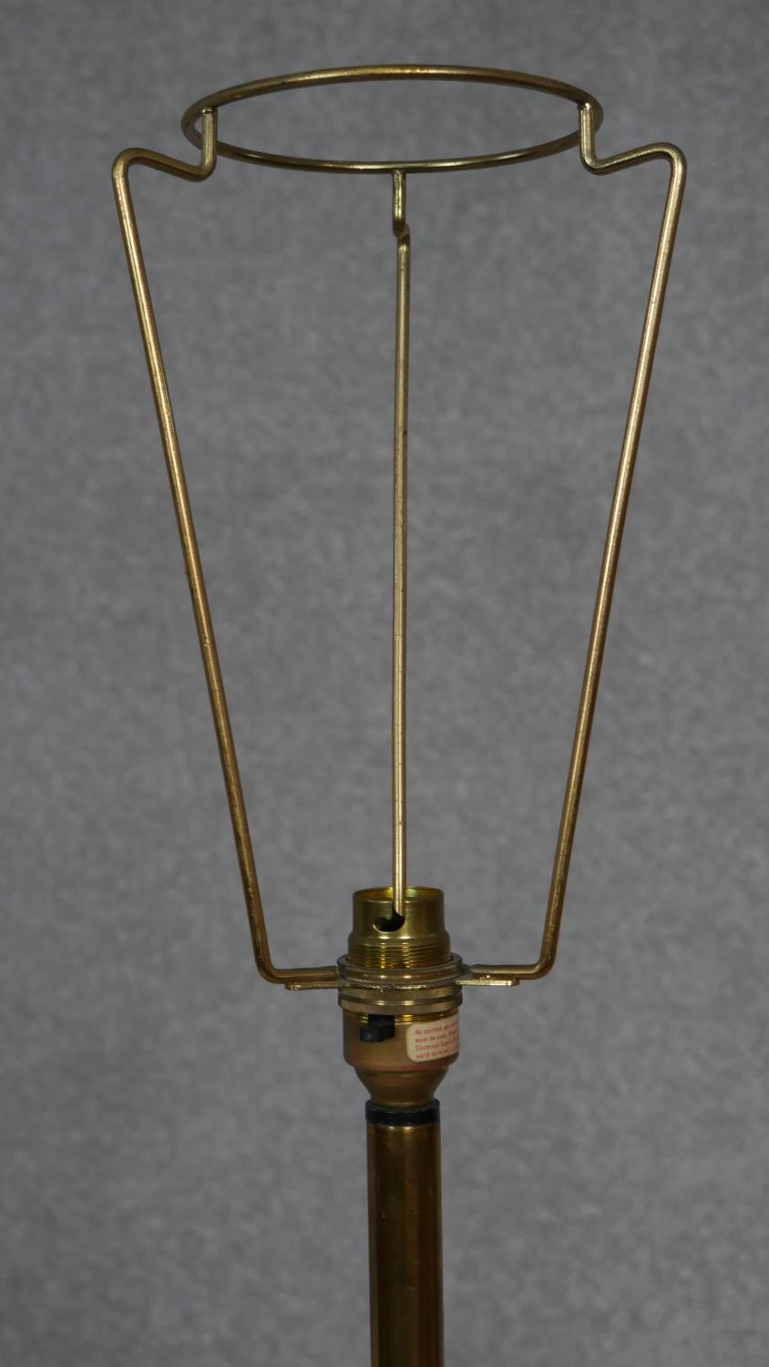 A vintage brass and tubular metal standard lamp. H.145cm - Image 3 of 5