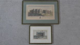 Two framed and glazed architectural hand coloured lithographs. One of 'The South-west view of