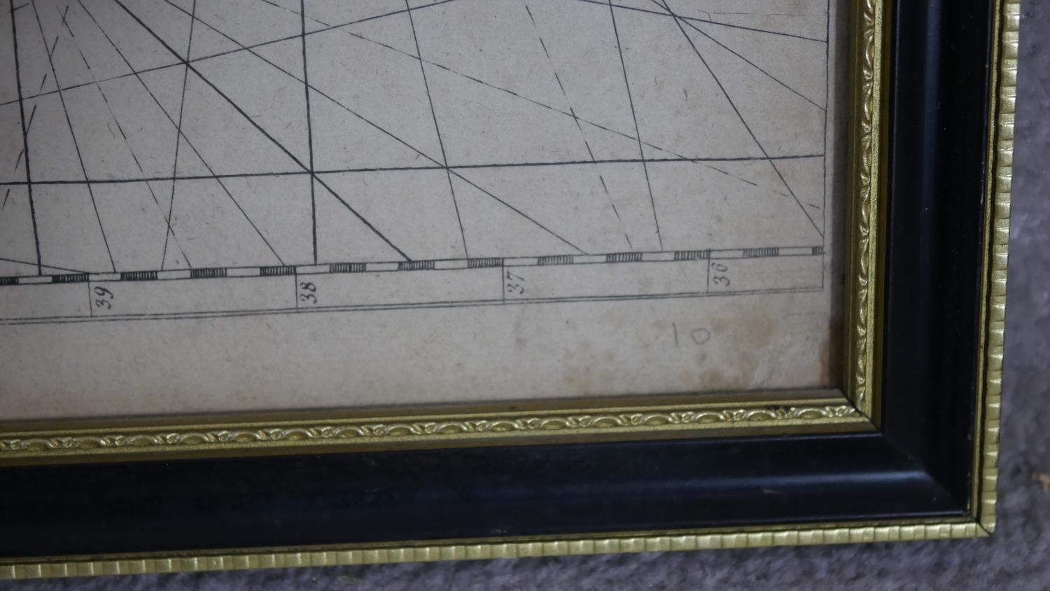 An antique framed and glazed engraved sailing chart of 'England to the Streights'. Sold by William - Image 9 of 10