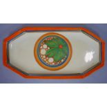 Clarice Cliff, Broth pattern A shape 334 sandwich tray, hand painted with a central roundel of green