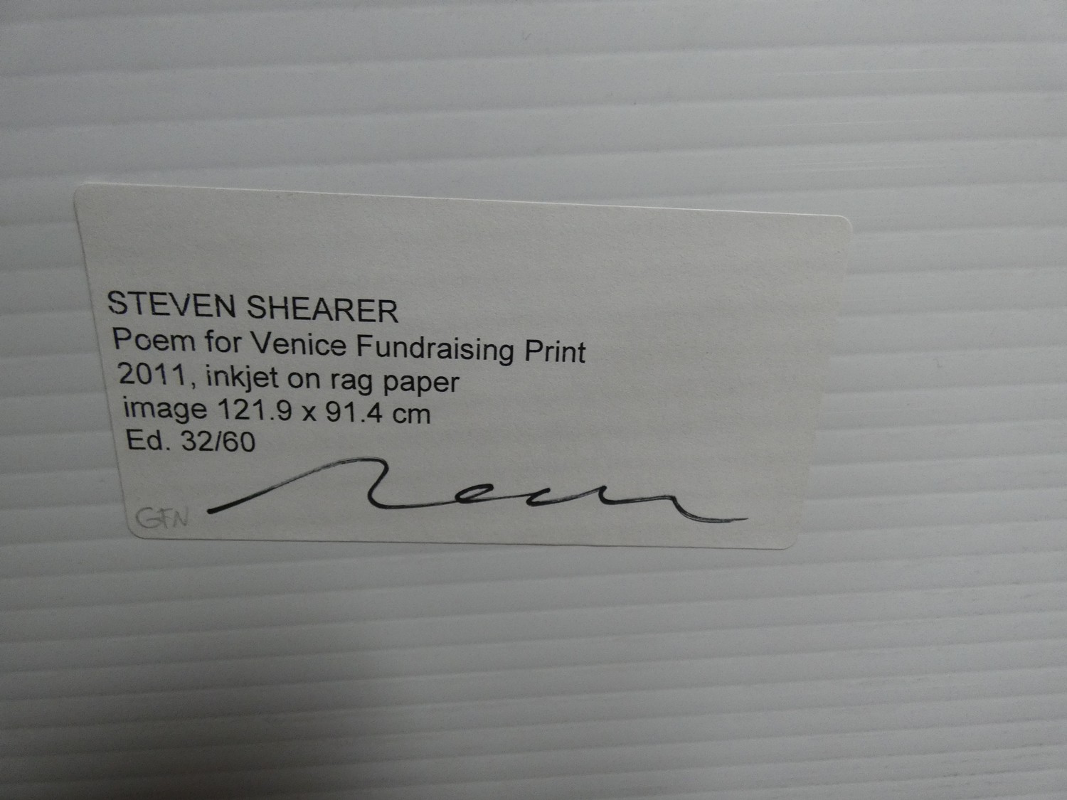 An inkjet on rag paper print by Canadian artist Steven Shearer, Poem for Venice Fundraising, 32/ - Image 5 of 5