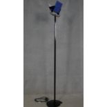 A contemporary Art Deco style standard uplighter with blue acrylic shade panels. H.196cm