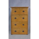 A late 19th century light oak chest of four drawers. H.136.5 W.86.5 D.54.5cm