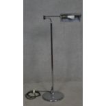 A contemporary chrome adjustable standard reading lamp. H.111 to 165cm