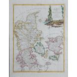 A framed and glazed 18th century antique map of Denmark. Titled 'Il Regno di Danimarca, con il