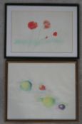 Two framed and glazed coloured pencil drawings on paper by Italian artist Giorgio Taverniti. One