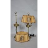 A pair of vintage brass triple branch table lamps. H.55cm