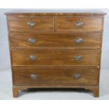 A Georgian mahogany chest of two short above three long drawers on bracket feet. H.93 W.109 D.51cm