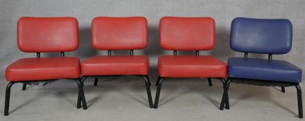 A set of Four vintage retro styled Ness reception chairs on tubular frames. H.70cm