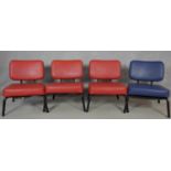 A set of Four vintage retro styled Ness reception chairs on tubular frames. H.70cm
